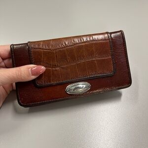 Brighton Vintage Brown Leather BiFold Checkbook Wallet with Concho